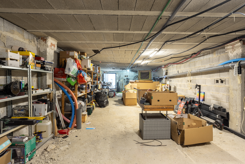 Basement cleared of old furniture, appliances, and renovation debris during a cleanout service in Charlottesville VA