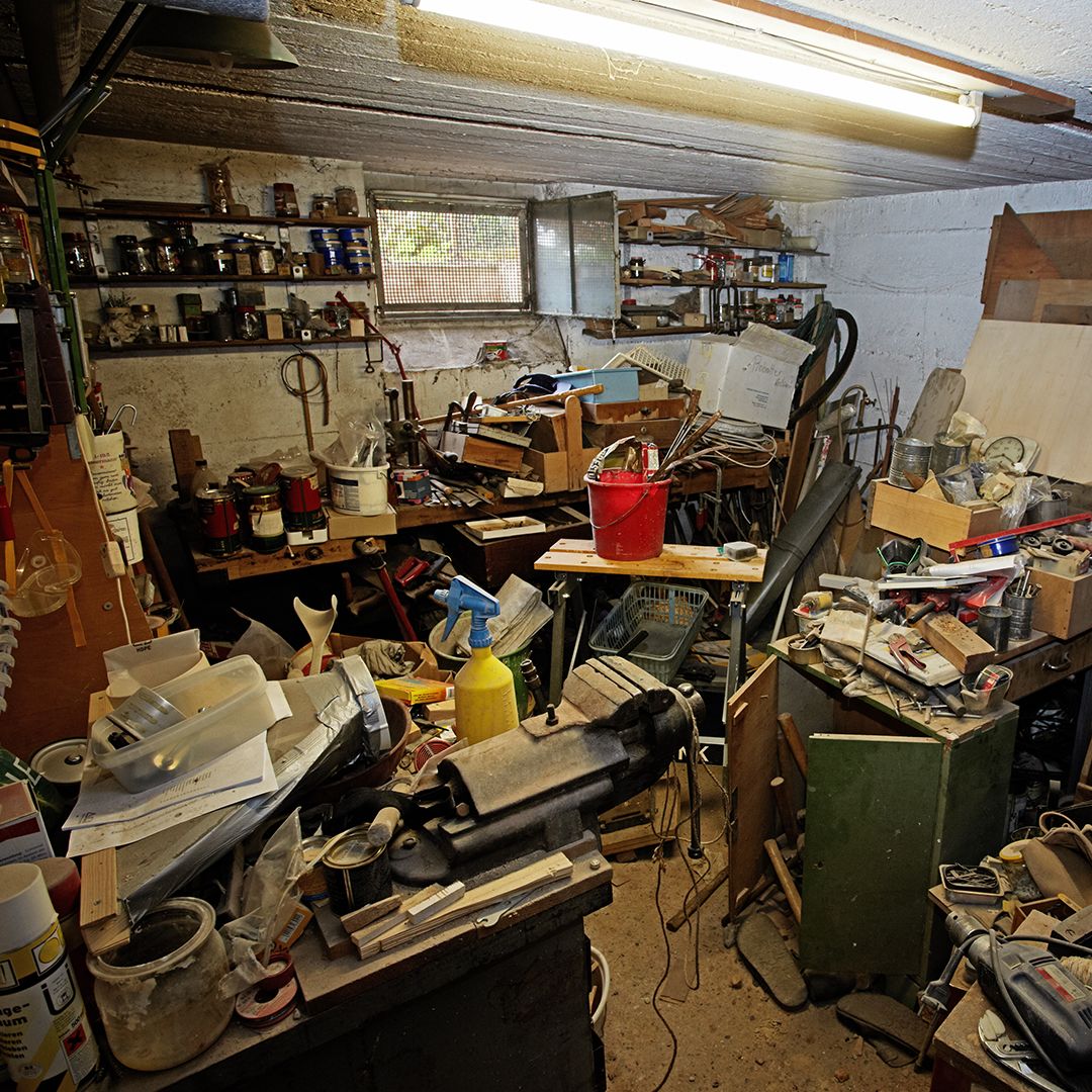 Professional basement cleanout service removing furniture and household items from a Charlottesville VA home