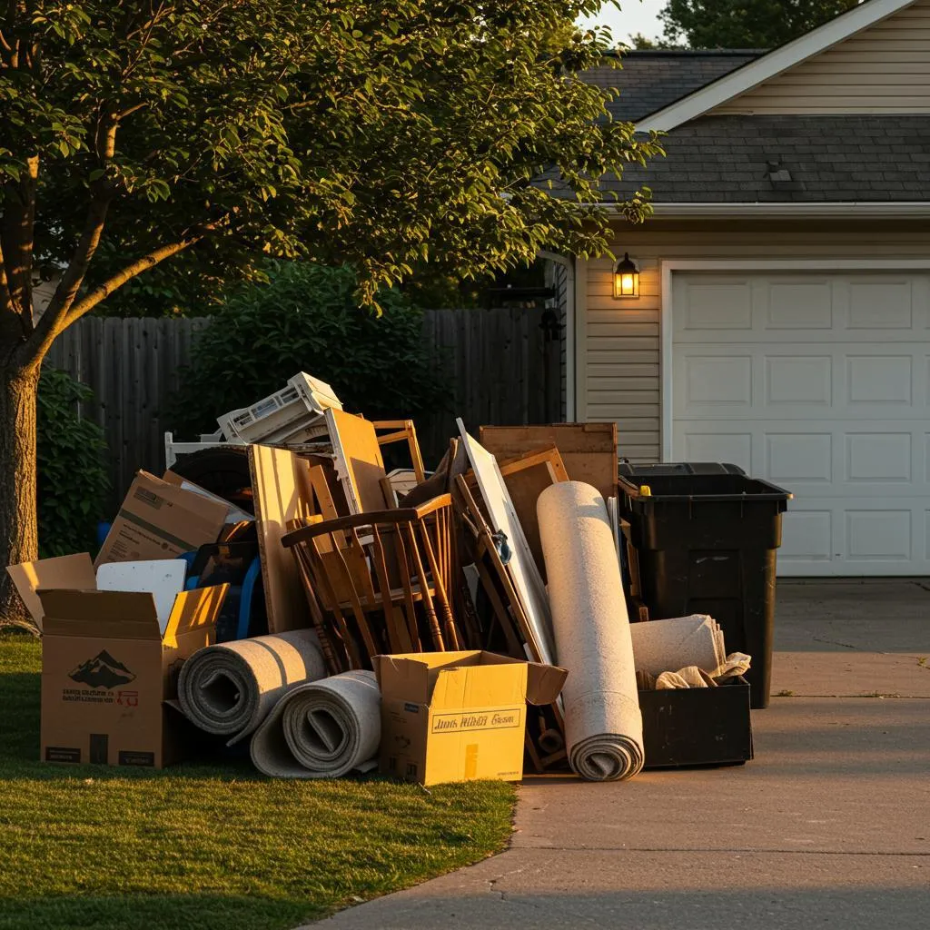 Clean modern kitchen appliances ready for hauling and recycling.