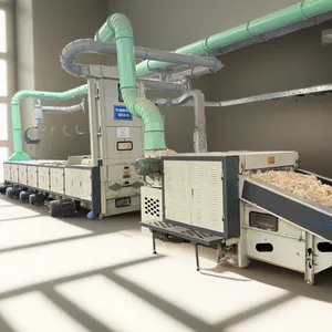 Textile manufacturing machinery inside an industrial facility