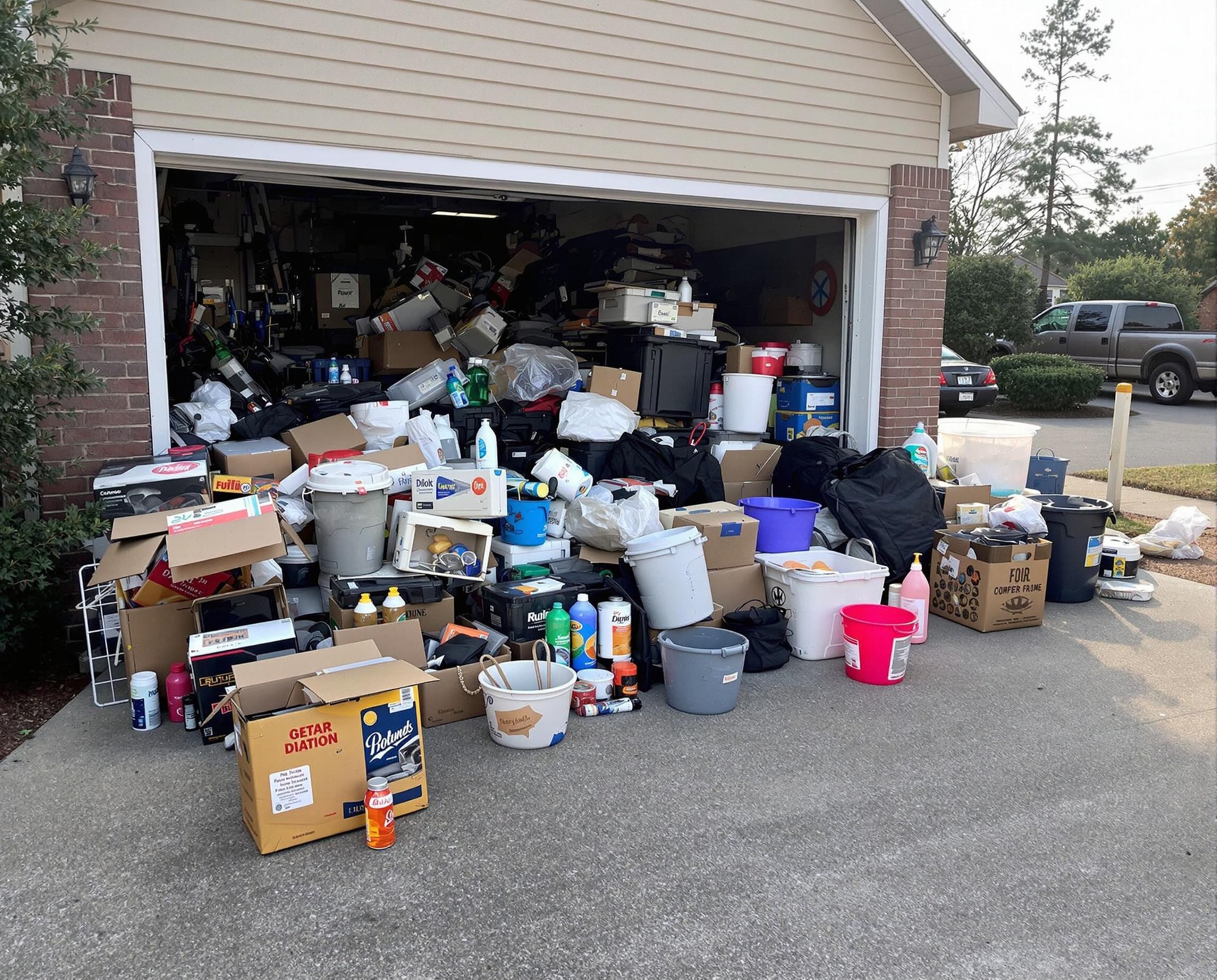 Cluttered residential garage requiring junk removal in Pantops Charlottesville