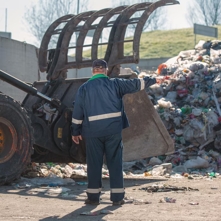 Charlottesville Junk Removal team member working at a local waste recycling facility.